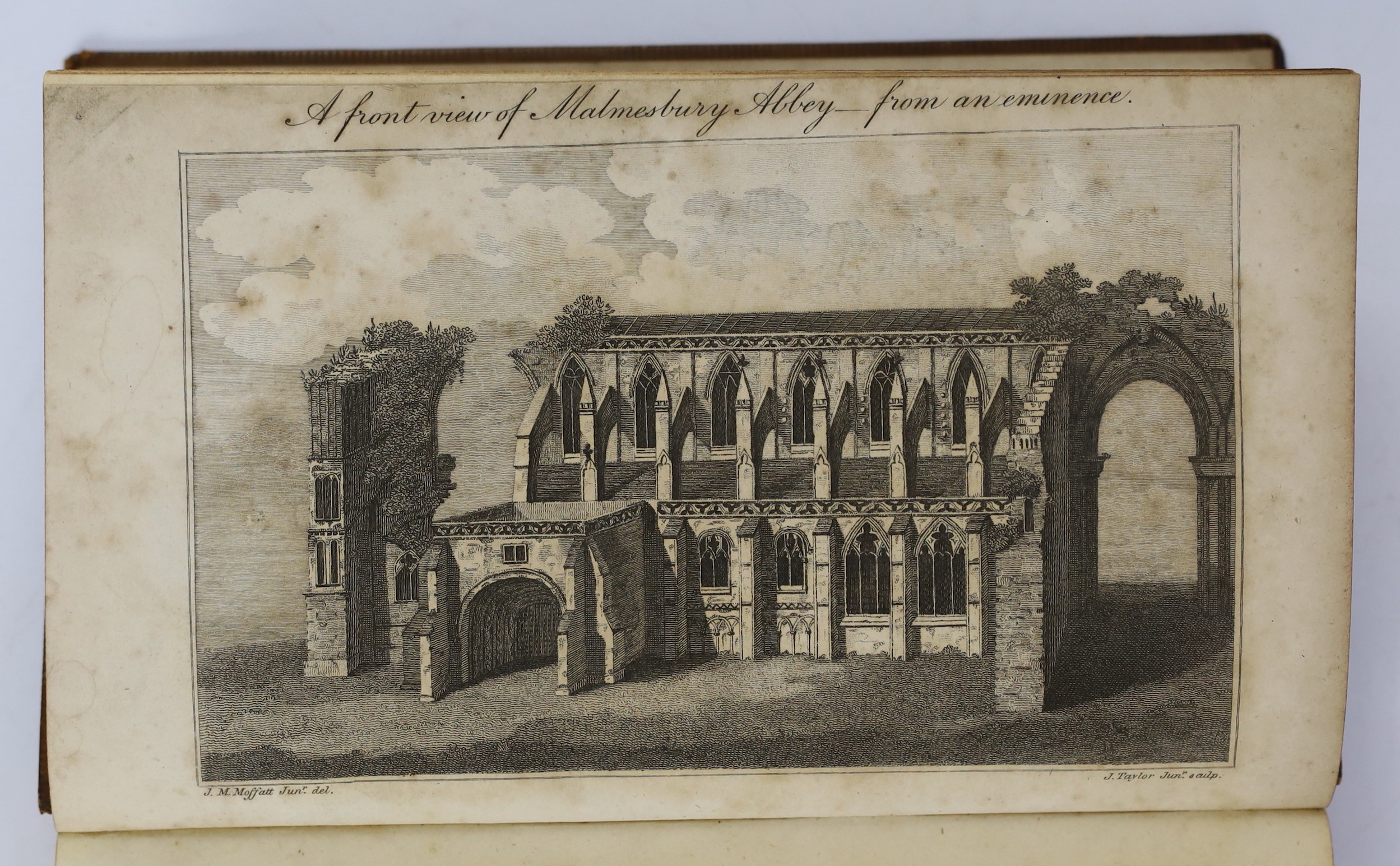 WILTS: Moffat, Rev.J.M. (editor) - The History of the Town of Malmesbury, and of its Ancient Abbey ... 3 plates, a plan and folded table, subscribers list; contemp. gilt calf and panelled spine. Tetbury, 1805: 'An Observ